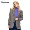 Cinemore 202 New Plaid Suit Women Jacket Thin British Retro Spring Autumn Button Fashion Lapel Jacket Women's Coat Top 82192