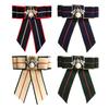 Men Neck Tie Plaid Pattern Faux Pearls Decor Bowknot Neck Tie Detachable Versatile Bowtie Outfit Accessories