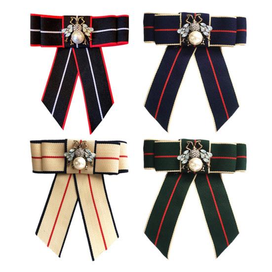 Men Neck Tie Plaid Pattern Faux Pearls Decor Bowknot Neck Tie Detachable Versatile Bowtie Outfit Accessories