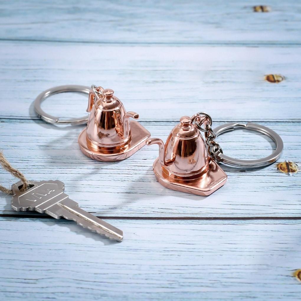 Coffee pot keychain 2-piece set (rose gold) key ring