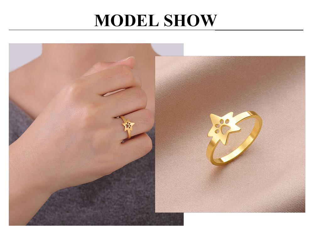 Cazador Cat Dog Footprint Paw Star Rings for Women Stainless Steel Gold Color Animal Finger Ring Jewelry Christmas Gift 2026
