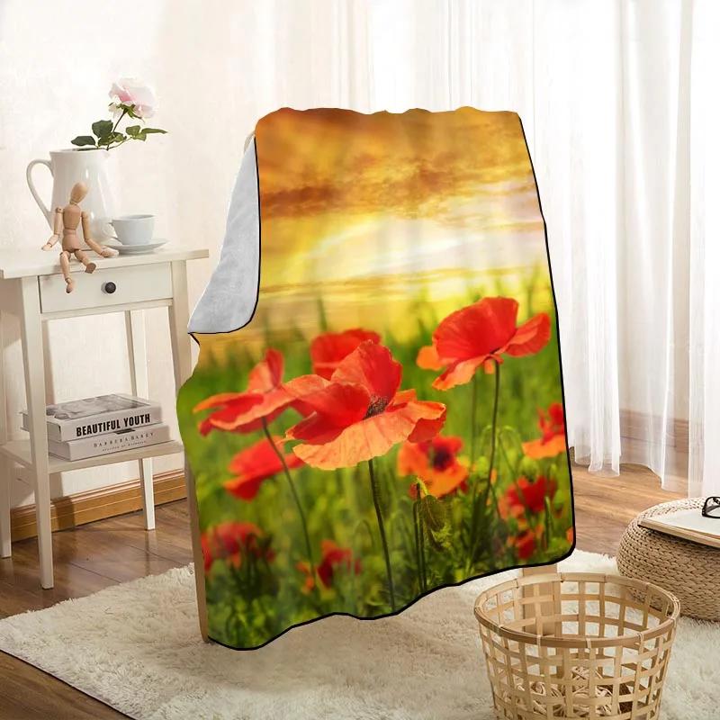 New Arrival Poppies Flower Blankets Printing Soft Blanket Throw On Home/Sofa/Bedding Portable Adult Travel Cover Blanket