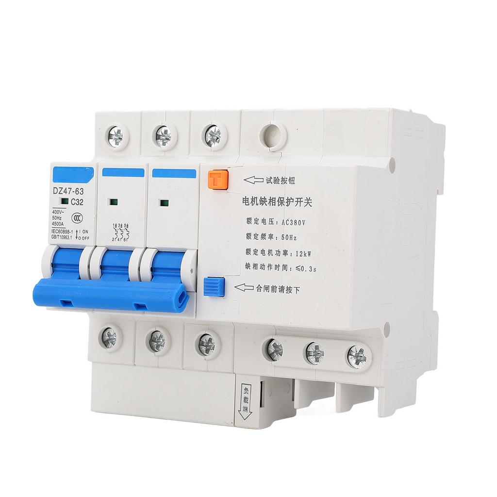 Motor Phase Loss Protection Switch Rail Type 3P Phase Loss Protector for Pump Air Blower 32A 380V
