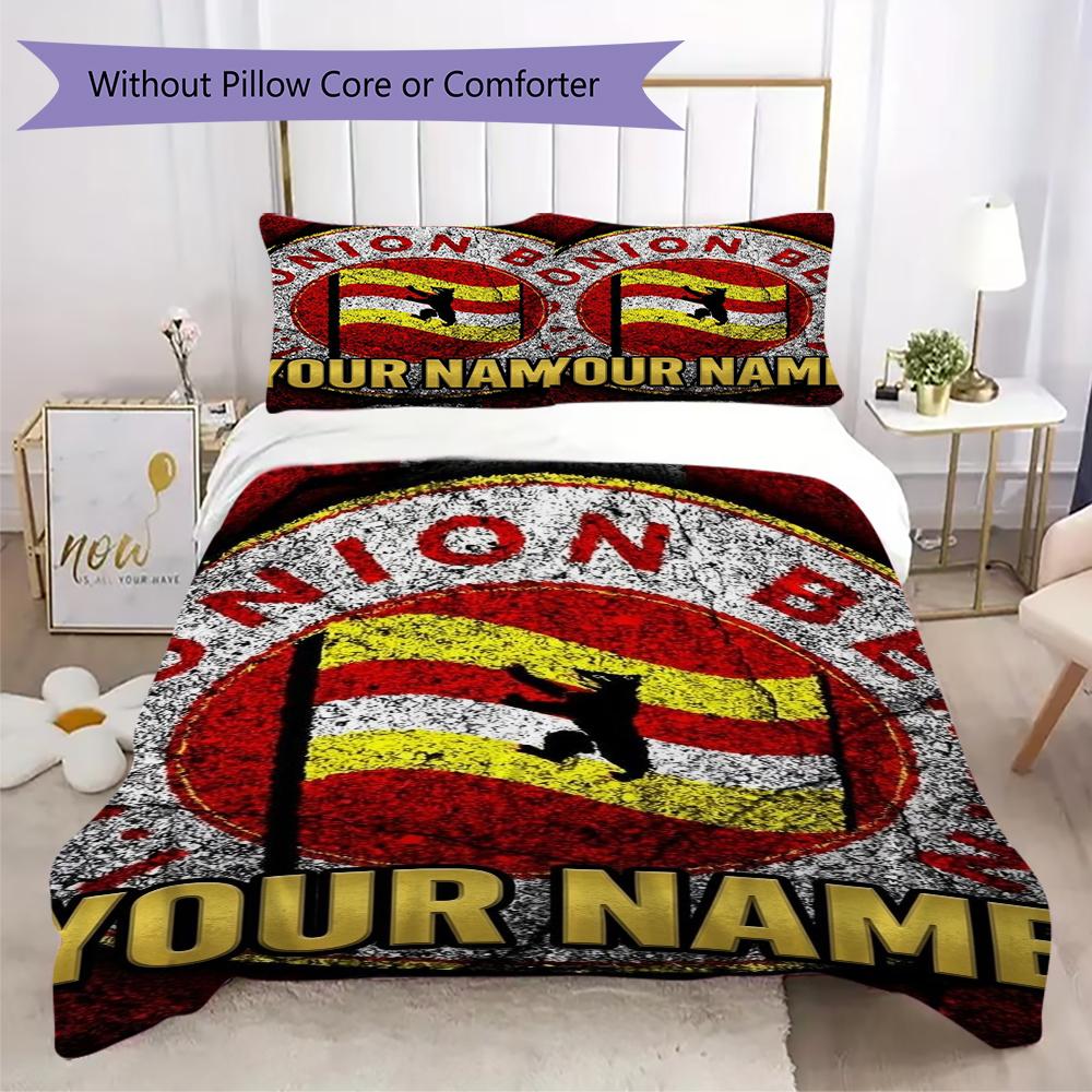 Custom Name FC Union Berlin Pattern Bedding uilt Set uilt Cover Pillowcase Home Decoration Birthday Gift (1*duvet cover+2*pillowcase without core)