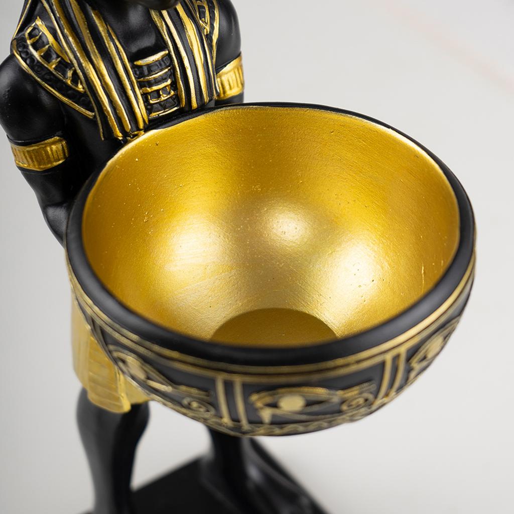 25cm Anubis Figurine Resin Egyptian God Figurine with Bowl Ancient Egypt Art Sculpture Ancient Egypt Decor & Desktop Organizer