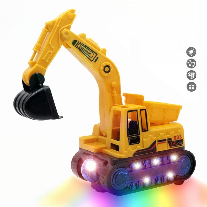 1Pcs Automatic Bump And Go Construction Vehicle Electric Excavator Toy With Light And Sound For Kids Toddler Boys