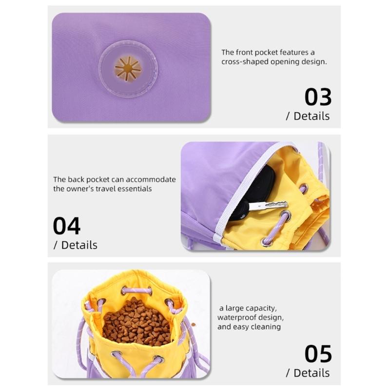 Multiuse Dog Snacks Bag for Training and Walking Drawstring Dog Training Bag with Water Resistant Liners for Outdoor