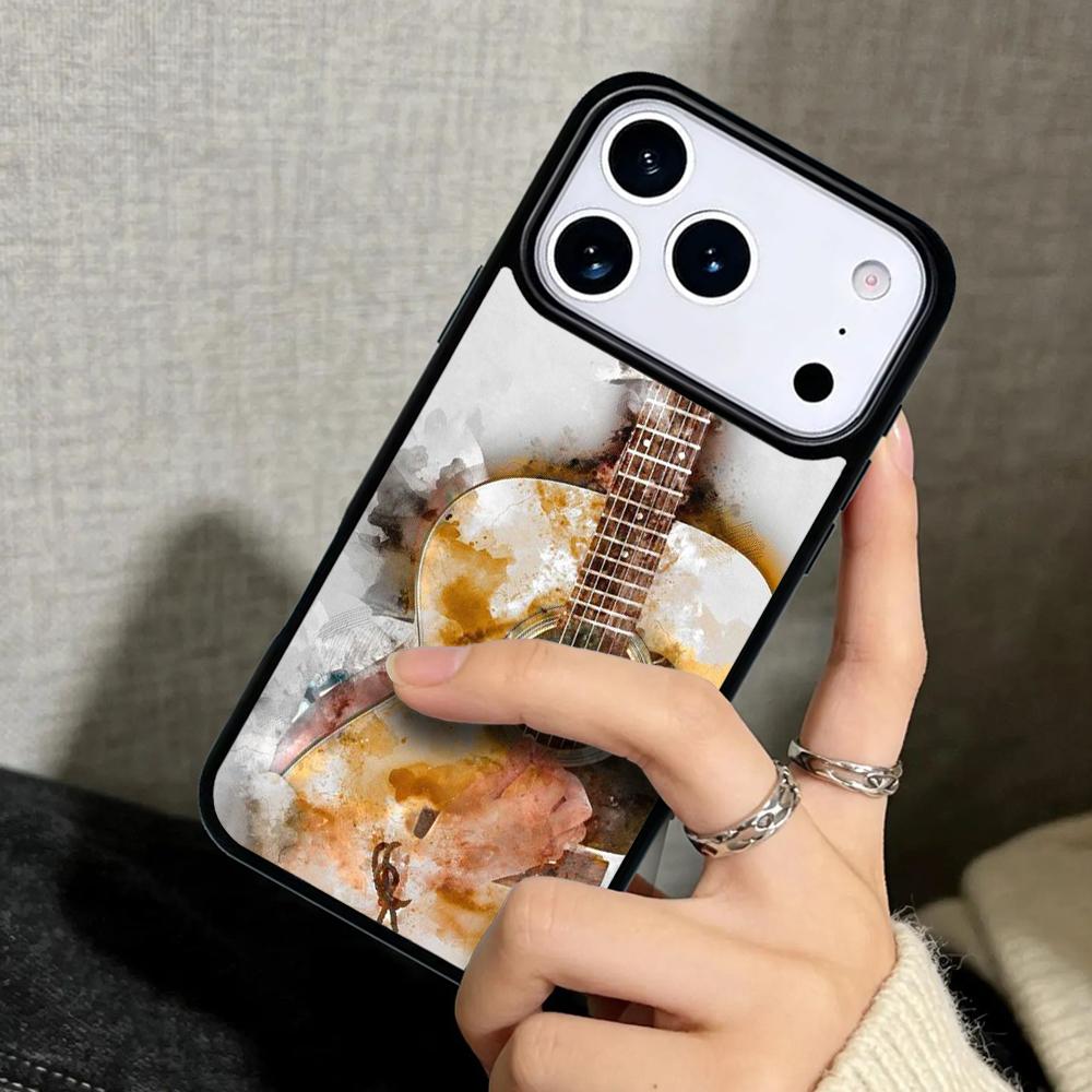 Hülle Case für iPhone 17 Air 16 Pro Max 15 Plus 11 13 Mini 14 12 Rückseite Handyhülle Musik Gitarre