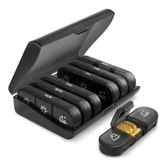 

Weekly Pill Organizer with 21 Grids Easy Open Organizer Flip Cover Leak Proof Travel Safe Pill Box for Health Supplements B