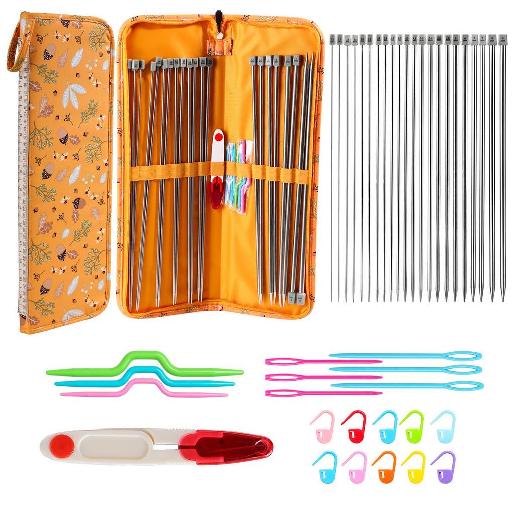 DIY Hand Knitting Tool Set: Stainless Steel Single Point Needles and Accessories