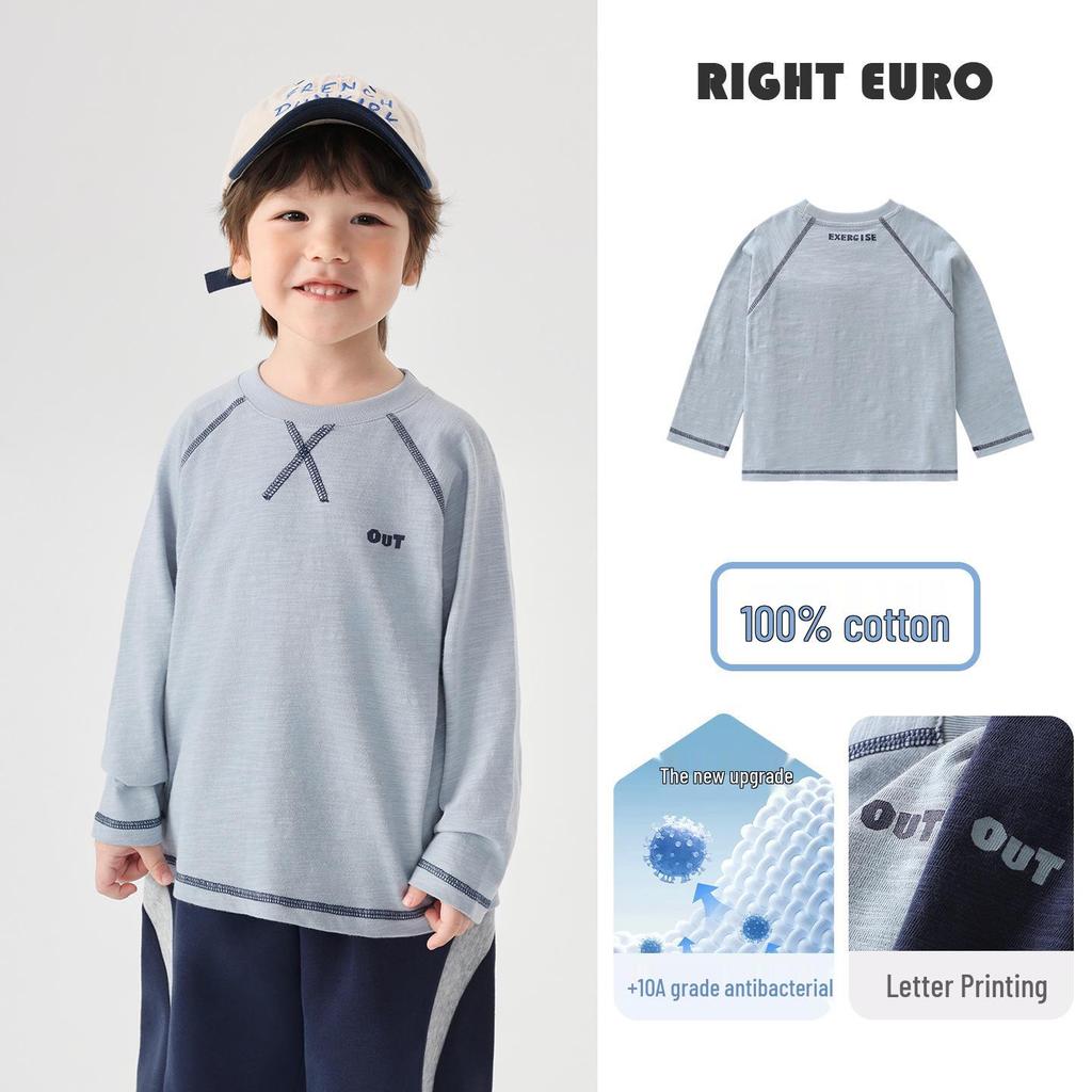 European Boys' Cotton Long-Sleeve T-Shirt, Spring 2026 New Style, Children Baby Toddler Clothing, Spring/Autumn Base Layer Shirt