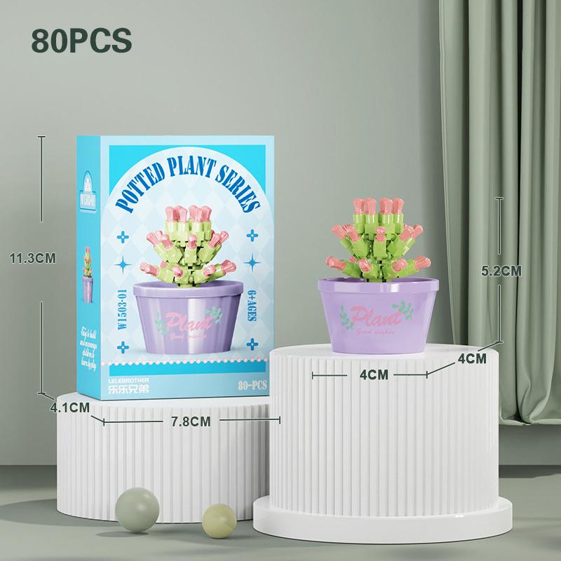Flower Succulent Potted Model Building Block Diy Eternal Bouquet Home Desk Plant Decor Brick Girl Gift Children Toy