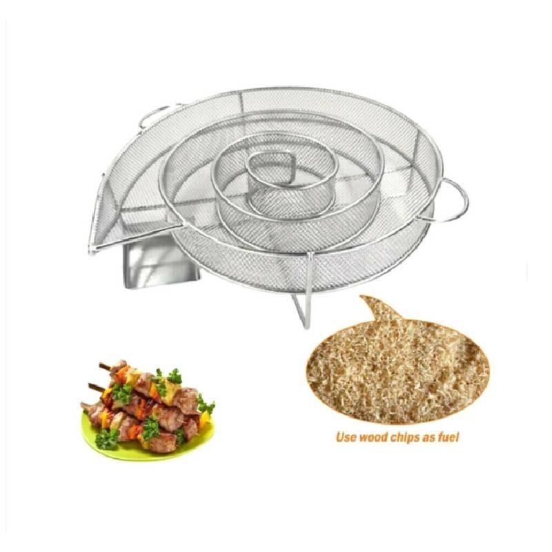 Premium Stainless Steel Round Smoker Tray For Charcoal Barbecue With Versatile Functions