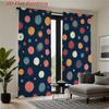 2pcs Modern Window Curtains - Semi-Sheer Light Filtering Privacy Drapes with Dark Blue Background & Multicolor Dot Pattern