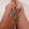 Vintage Bohemian Turquoise Cactus Engraved 14-Piece Set Ring Female
