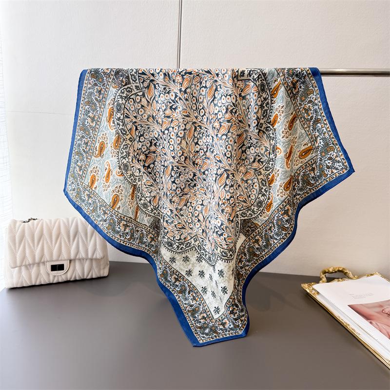Leopard Print Spring- 70% Faux Silk Premium Square Scarf Thin Shawl Versatile Neckerchief Hair Bandana for Women