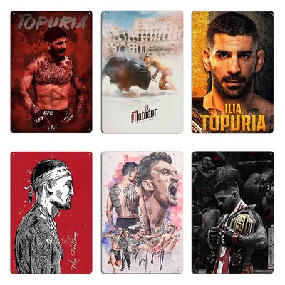 Ilia Topuria El Matador Kovové Značky Stena Jaskyňa Značka Hrdzavé Dizajny Dosky Ilia Topuria The Matador Plechová Značka Plagát