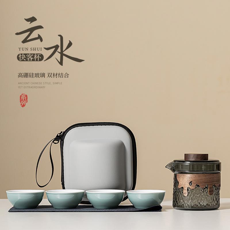 

Дорожный набор для чая, 1 чайник, 4 чашки, переносной чайник для кемпинга и чашка для чая с пакетиком, наборы для приготовления чая в домашних условиях, инструмент для приготовления чая