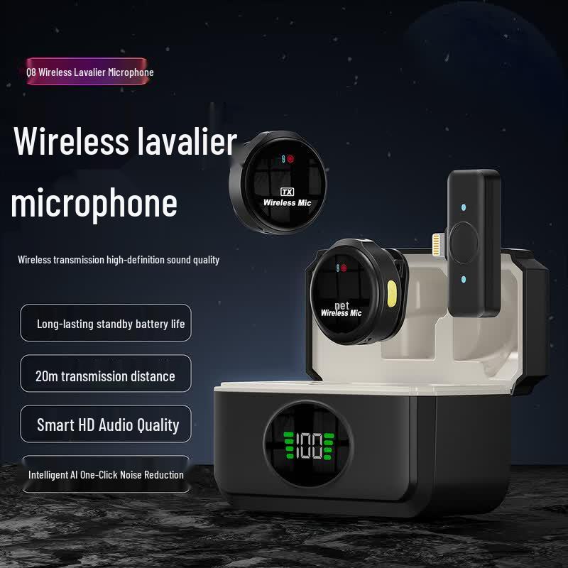 Q8 Dual Wireless Lavalier Microphone System CN Plug (adapter Included)