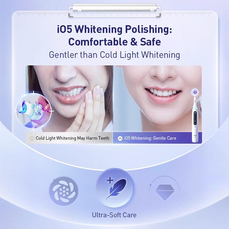 Oral-B iO5 Professional Whitening Electric Toothbrush for Adult 5 Modes 1 Handle 4 Brush Heads 1Travel case