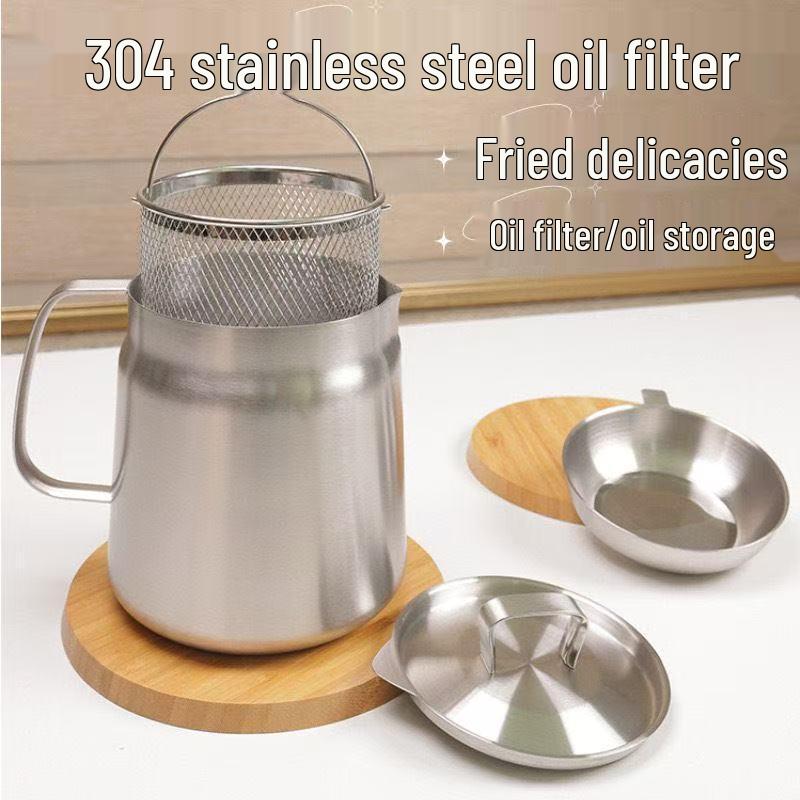 304 Stainless Steel Multifunctional Oil Pot with Filter and Storage Tank