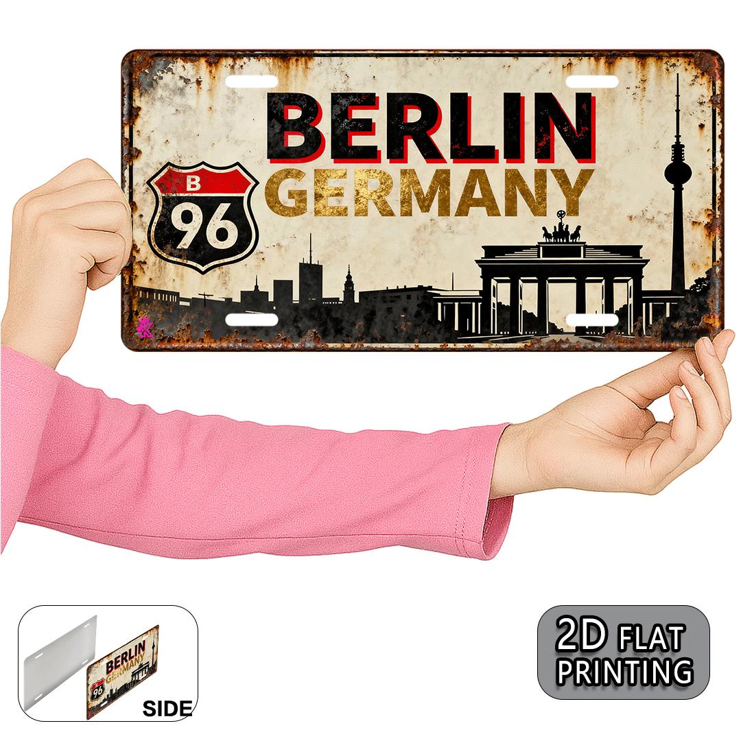 pc Berlin Germany Vintage Metal Sign Brandenburg Gate Berlin Wall Landmark Aluminum Text Wall Art for Decor Travel Souvenir 15x30cm(5.9x7.8inch)