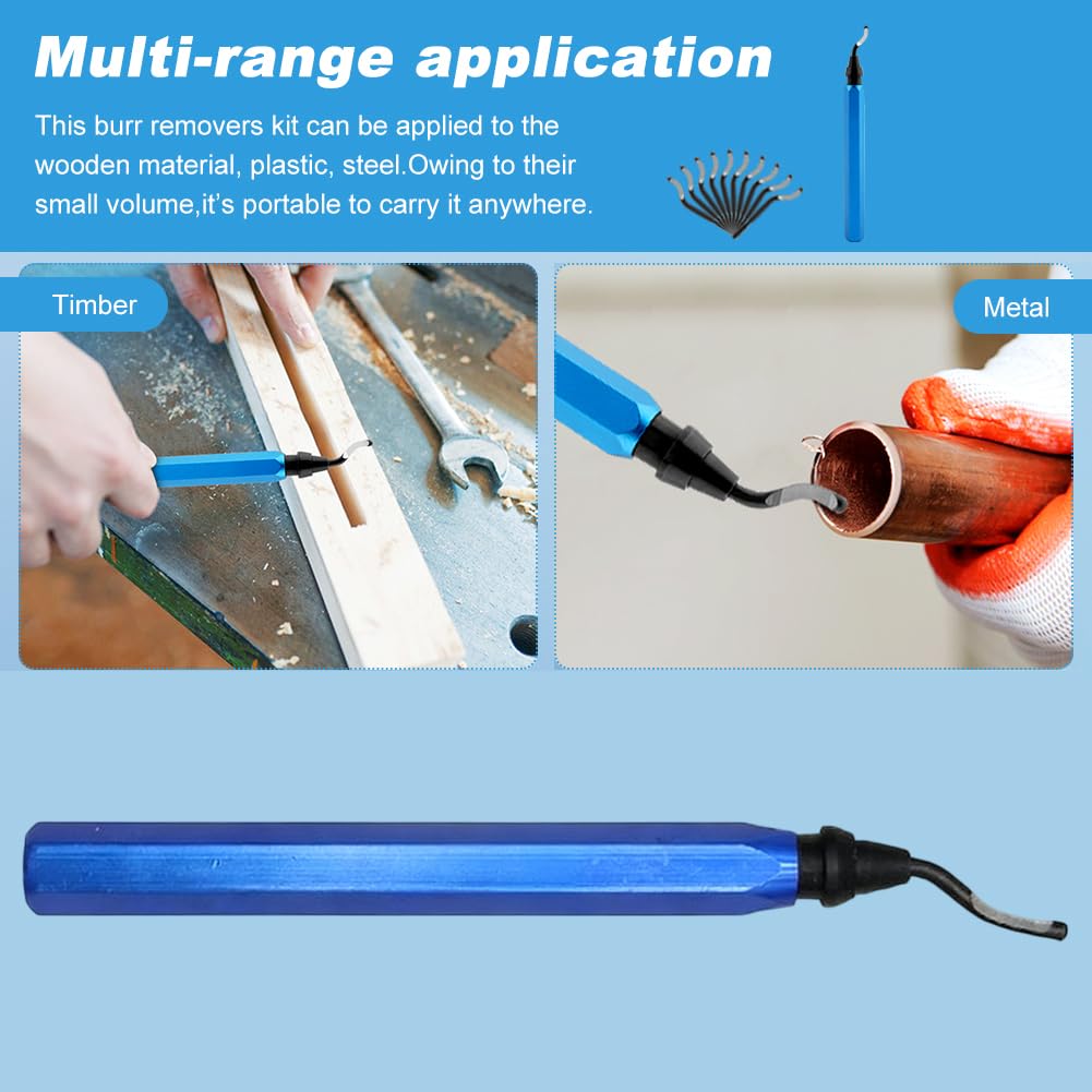 Deburr Blade Deburring Tools Tools Flexible Deburring Remover Hand Tools Handle High Speed Steel With 10pcs Rotary Deburr Blades
