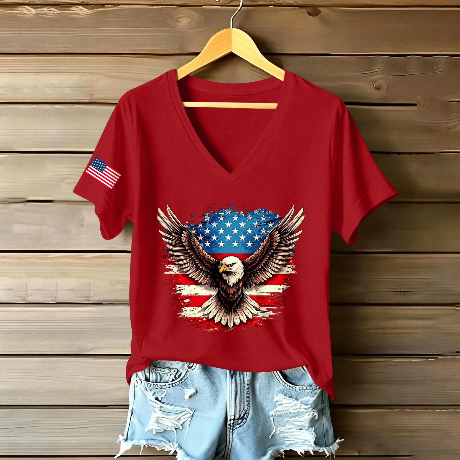 

Women s Fashionable V-Neck Casual Retro Print Short Sleeved T-shirt Top XXL