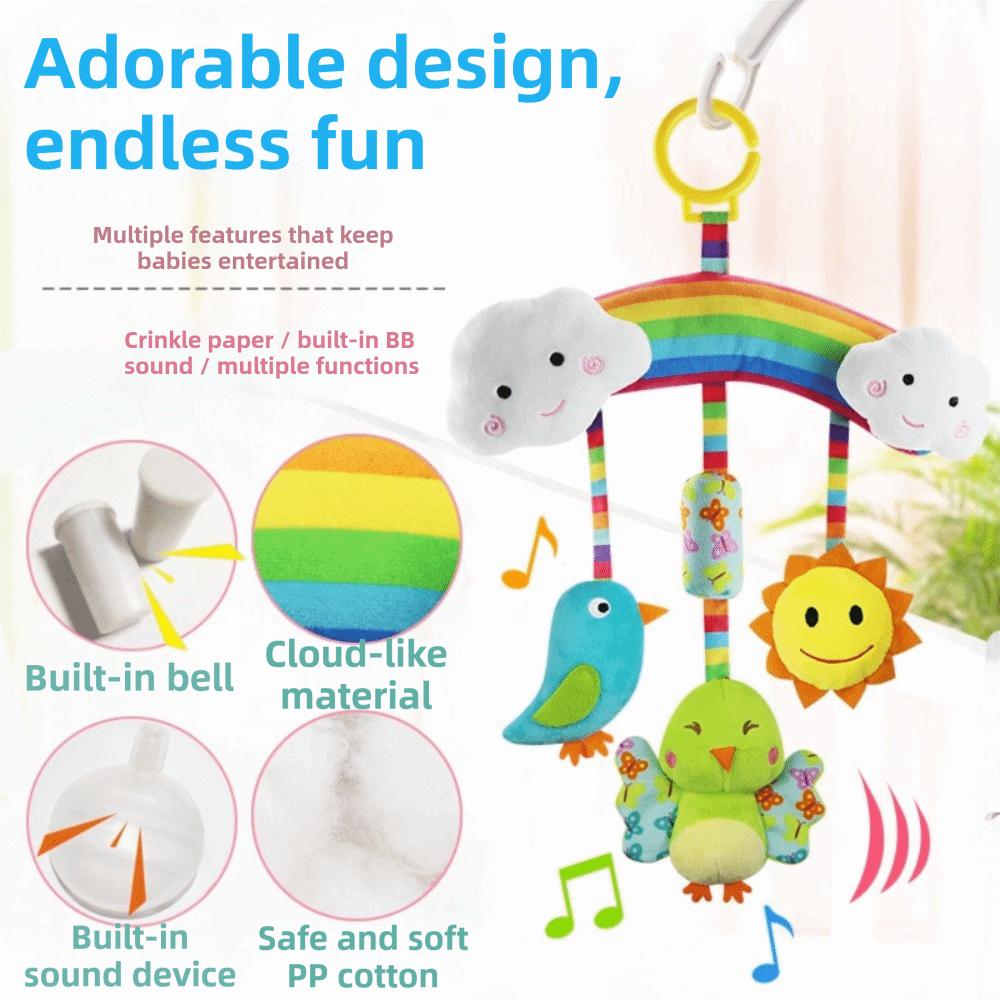 Soft Sensory Rattles Baby Toys Plush Animal Stroller Hanging Toy Infant Activity Center  Toddler