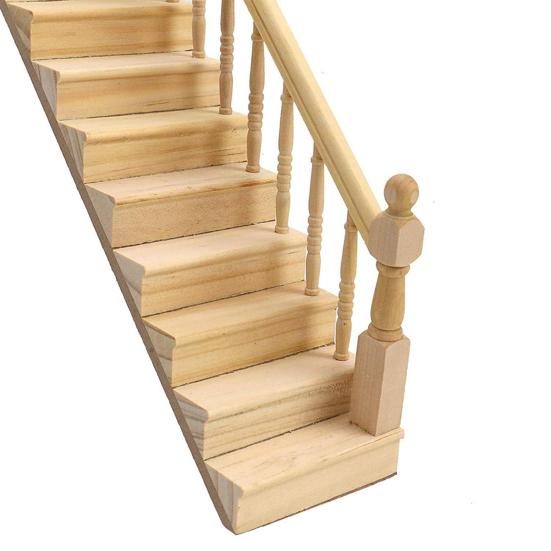 Doll House Stair Sturdy With Handrail Wood Handmade Doll Staircase for Home