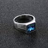 Fashion Men's Blue Crystal CZ Stone Ring Luxury Copper Color Engagement Ring Classic Wedding Party Jewelry Valentine's Day Gift