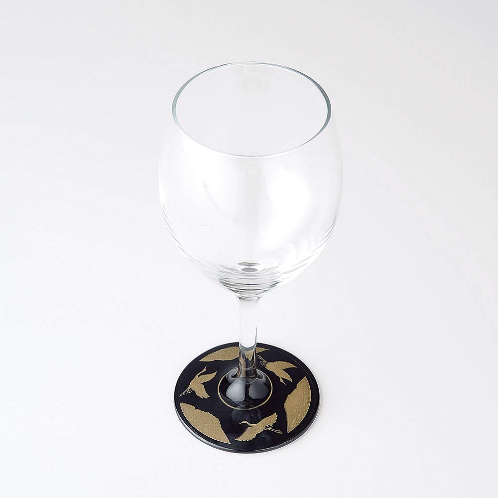 Nakanishi Kogei Nurimon De Verre Wine Glasses, Maki-e Design, Manyo Crane, Pair Set, 0770043