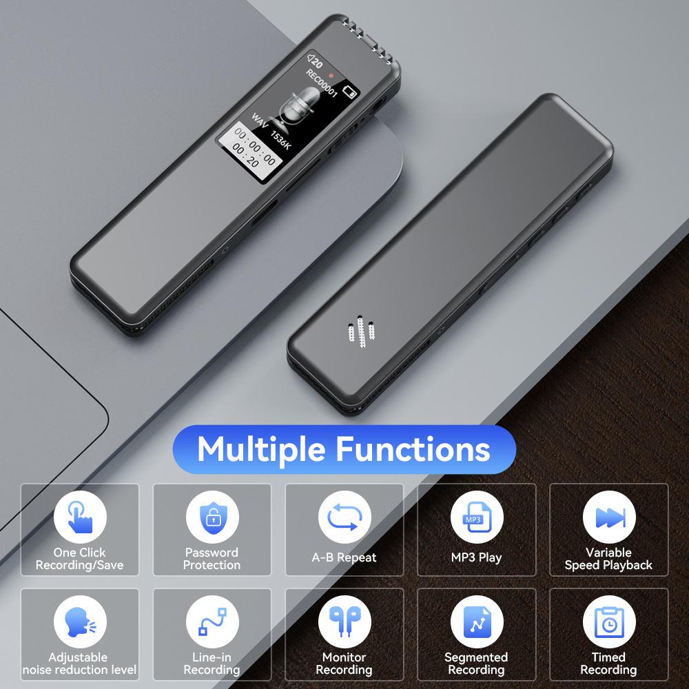 New Digital Voice Recorder Pen Portable Voice Activated Dictaphone Sound Recording Noise Reduction Long Time Recorder MP3 Player