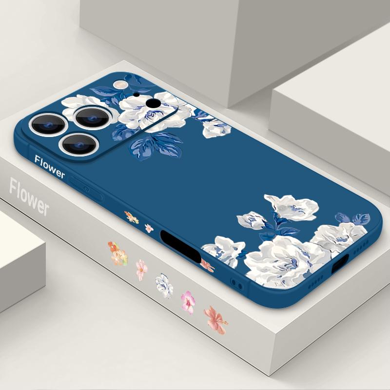 For iPhone 17 Pro Max Case White Gardenia Floral Pattern TPU Silicone Soft Cover For iPhone 16 Pro Max 15 14 13 12 11 16E Air