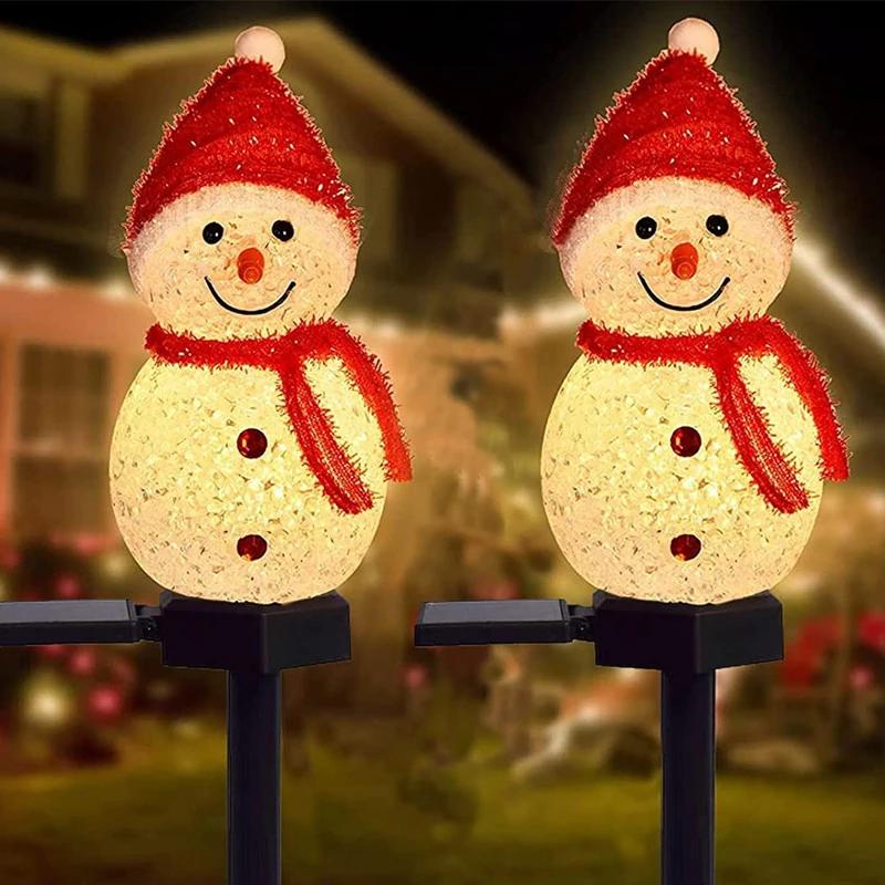 2/1PCS Solar Christmas Snowman Ground Plug-In Lights Outdoor Indoor Villa Lawn Garden Decorative Atmosphere Led Lights