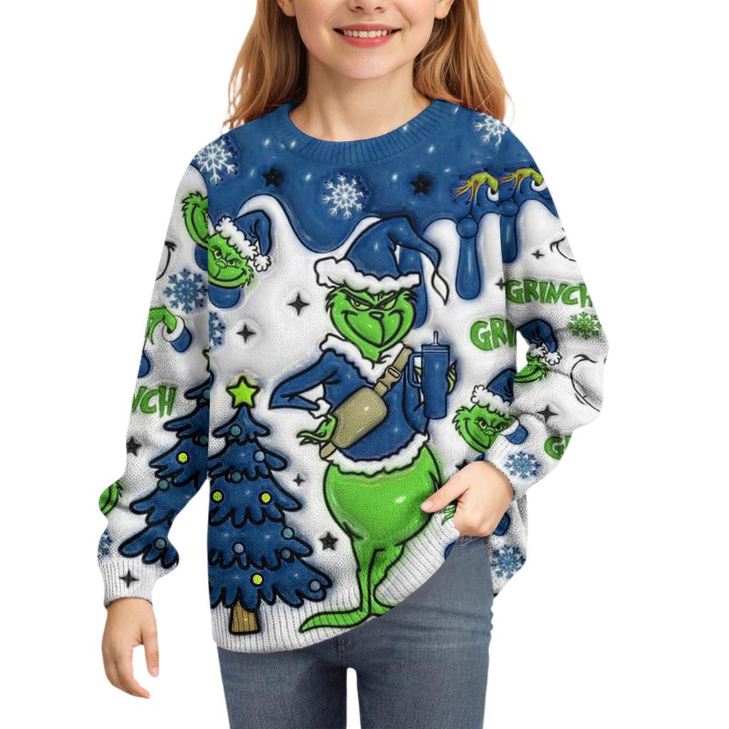 Christmas Day Sweatshirts For Children Boys And Girls Knit Sweater Cute Shirt Fall Crewneck Pullover Tops