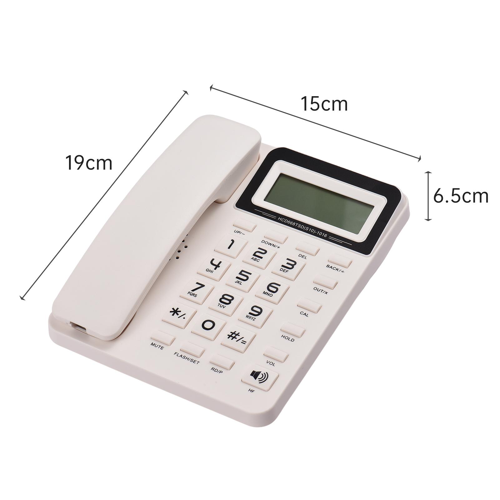 

Desktop Corded Landline Phone Fixed Telephone with LCD Display Mute Pause Hold Flash Redial Hands Free Calculator бежевый