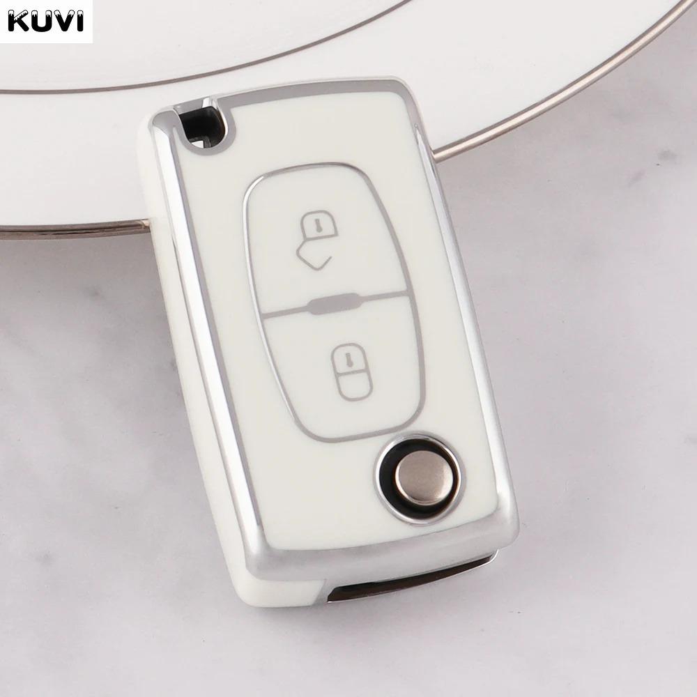 Fashion TPU Car Flip Key Case Cover Bag for Peugeot 107 207 307 308 407 607 3008 5008 Citroen Xsara Picasso C5 C6 C8 Accessories