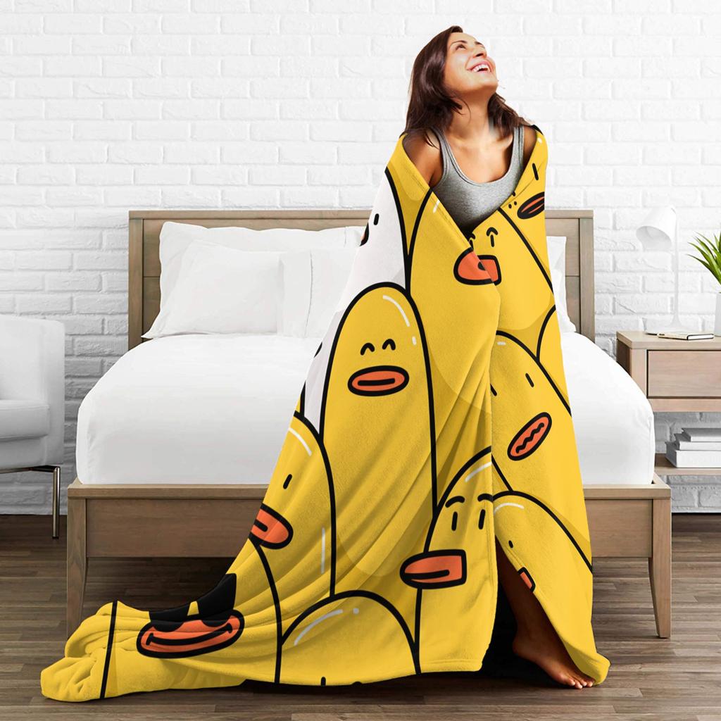 Super Soft Blanket Kids Decorative Cute Cartoon Duck  Throw Blanket  Flannel Bedspread For Bedroom Funny Sofa Bed Cover