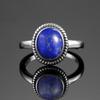 Natural grande oval natural lápis-lazúli anel para presente feminino vintage grande anel atacado jóias finas
