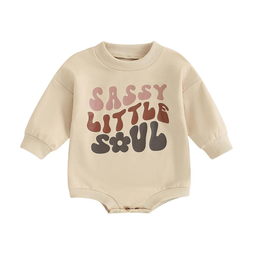 Baby Girl Fall Romper 3M 6M 12M 18M Long Sleeve Round Neck Floral Letter Print Contrast Color Bodysuit Newborn Clothes