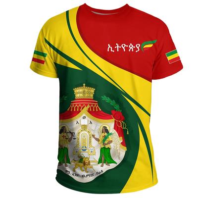 Afryka Kraj Etiopia Erytrea Lew Tatuaż Retro Ulica Druk 3D Koszulki Etiopski Godło Narodowe Unisex Koszulki z Krótkim Rękawem