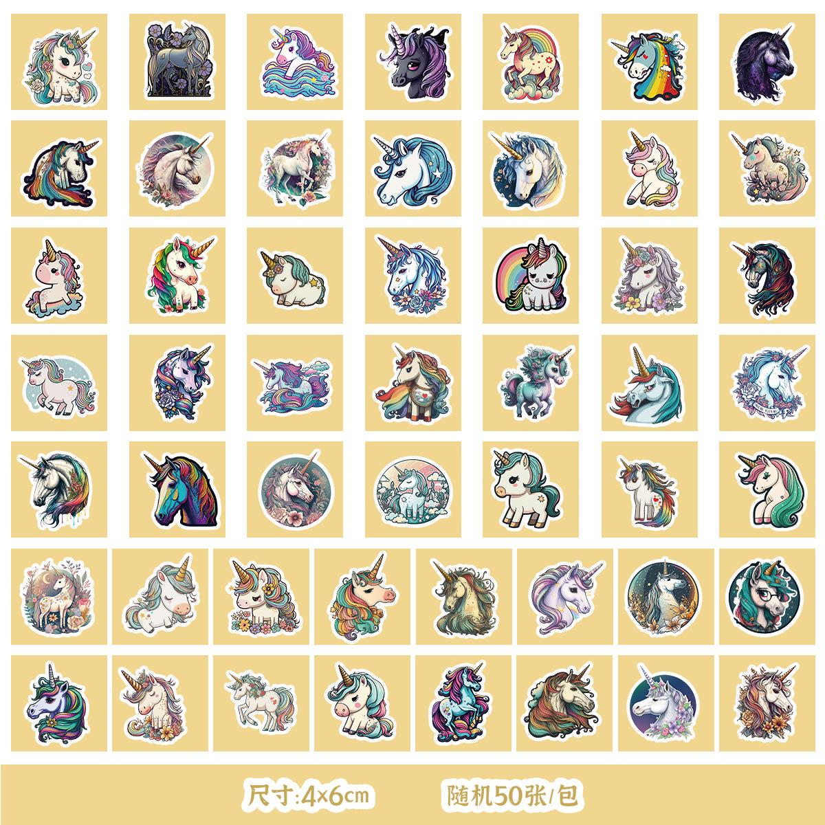 

50/100 Cute Wind Unicorn Stickers Mobile Phone Water Cup Waterproof Decorative Stickers Children DIY Hand Account Stickers