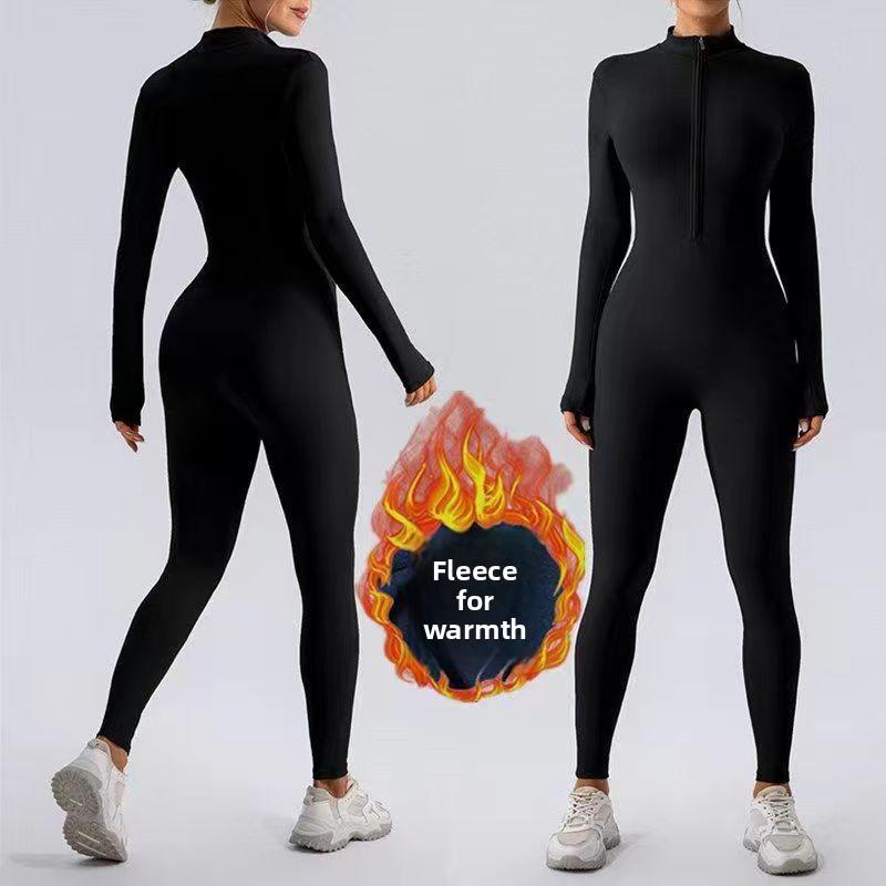 Yoga Bodysuit Women One Piece Long Sleeve Sport Jumpsuit Seamless Fitness Workout Running Romper