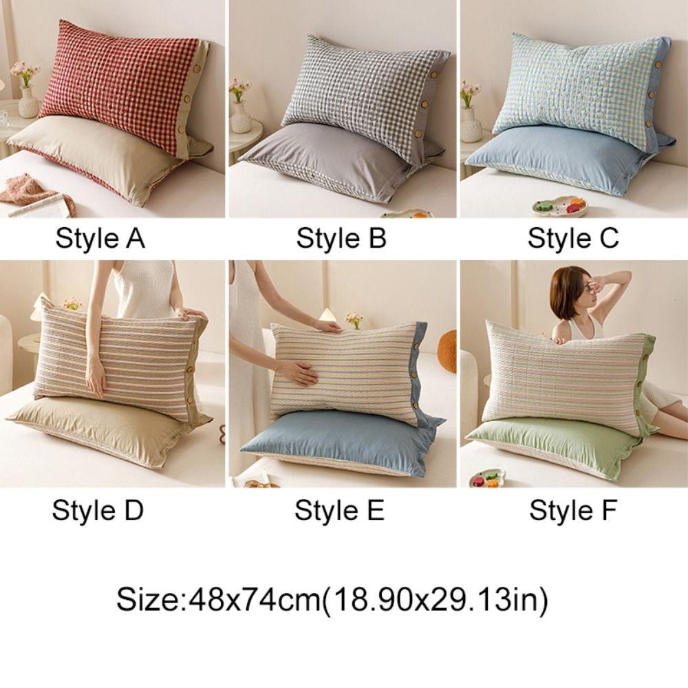 Pure Cotton Envelope-style Plaid Pillowcase Rectangular Pillow Cover Washable Pillowslip Dormitory