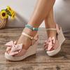 Women Wedge Sandals Fashion Butterfly Bow Peep Toe Waterproof Platform Sandals Outdoor Casual Non Slip Buckle Strap Sandale