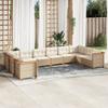Vidaxl 10-Cz. Gartenmöbel-Set mit Kissen, Beige, Polyrattan