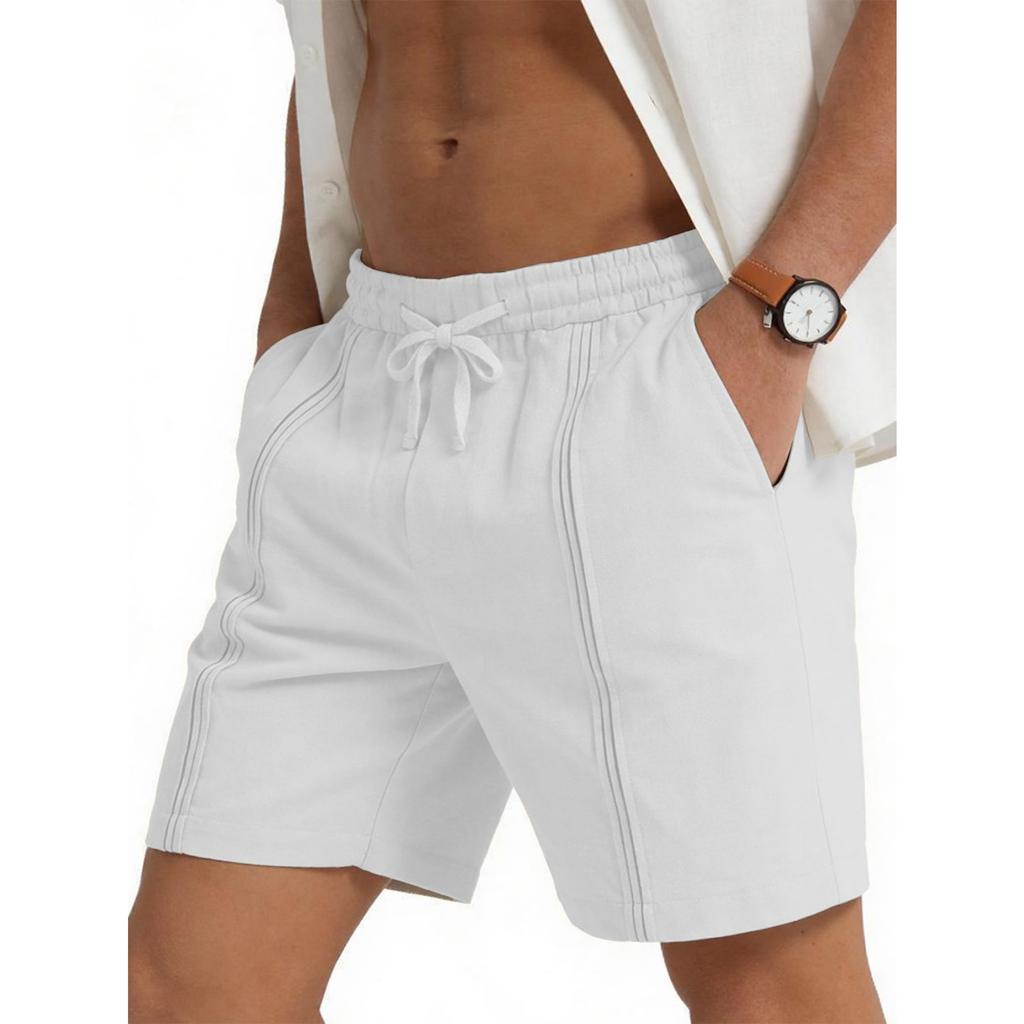 Men's Sport Casual Beach Pants - Men's Lightweight Linen Loose Five-pocket Shorts