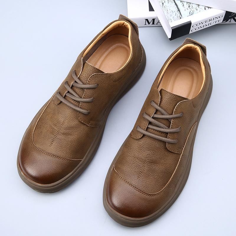 2025 spring new British style retro tooling shoes leather comfortable breathable casual leather shoes men's 2025 direct sales