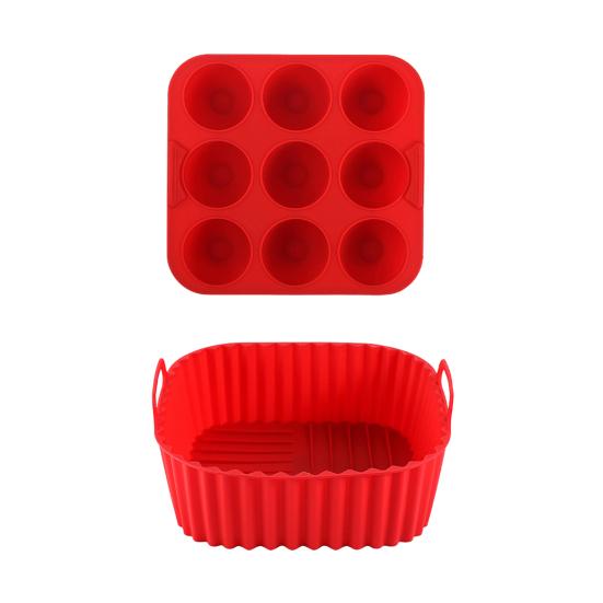 Air Fryer Liners Silicone Basket Square Oven Pan for Even Heating High Temp Resistant Cake Molds for Creative Cooking